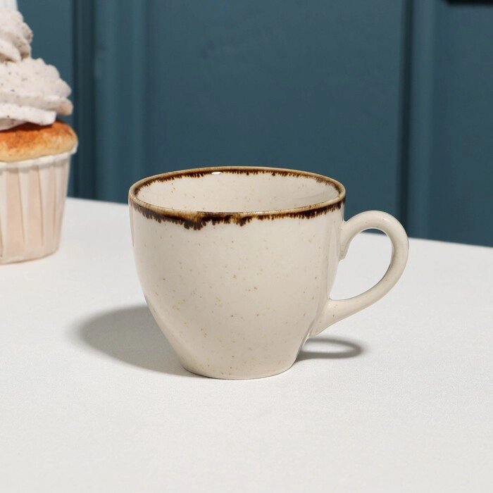 Чашка кофейная  "Pearl"  90мл, бежевая, фарфор от компании Интернет-гипермаркет «MOLL» - фото 1
