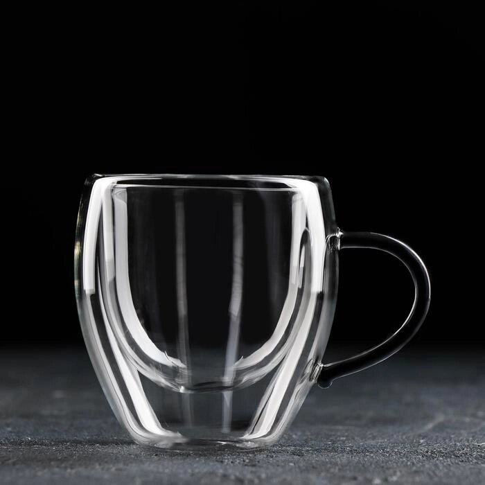 Чашка с двойными стенками Magistro "Адель", 200 мл, цвет чёрный от компании Интернет-гипермаркет «MOLL» - фото 1