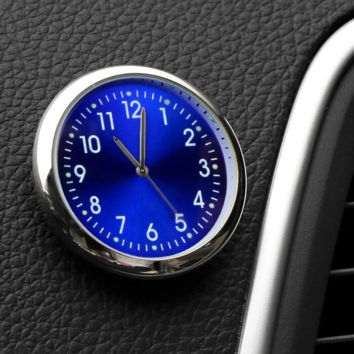 Часы автомобильные, внутрисалонные, d 4.5 см, синий циферблат от компании Интернет-гипермаркет «MOLL» - фото 1
