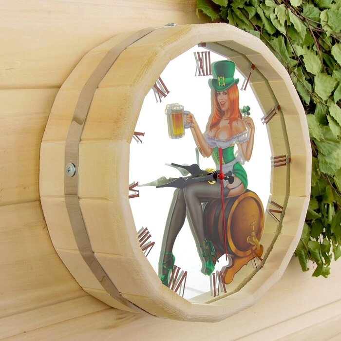 Часы банные бочонок "Добропаровъ. Роковая дама" с зеркалом от компании Интернет-гипермаркет «MOLL» - фото 1