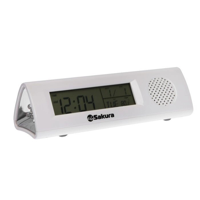 Часы-будильник Sakura SA-8521, электронные, будильник, радио, фонарь, 3хААА, белые от компании Интернет-гипермаркет «MOLL» - фото 1