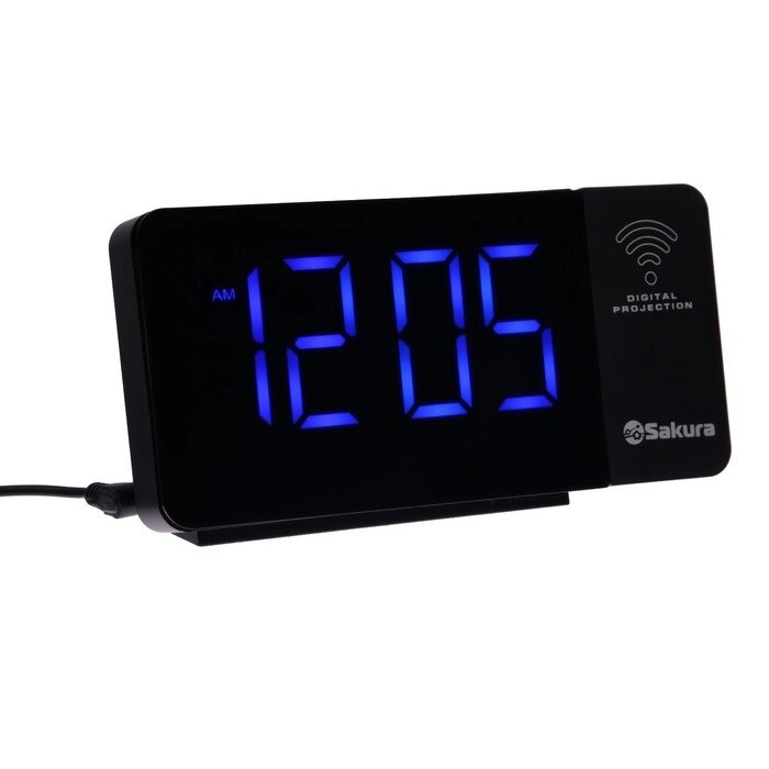 Часы-будильник Sakura SA-8522, проекторные, будильник, радио, 1хCR2032, черные от компании Интернет-гипермаркет «MOLL» - фото 1