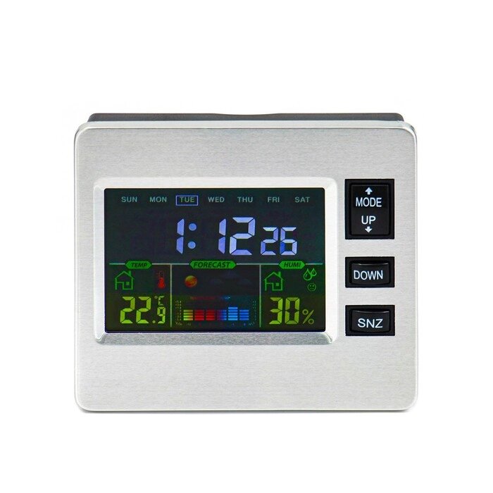 Часы электронные с метеостанцией, с календарём и будильником 7.7х8.6 см от компании Интернет-гипермаркет «MOLL» - фото 1