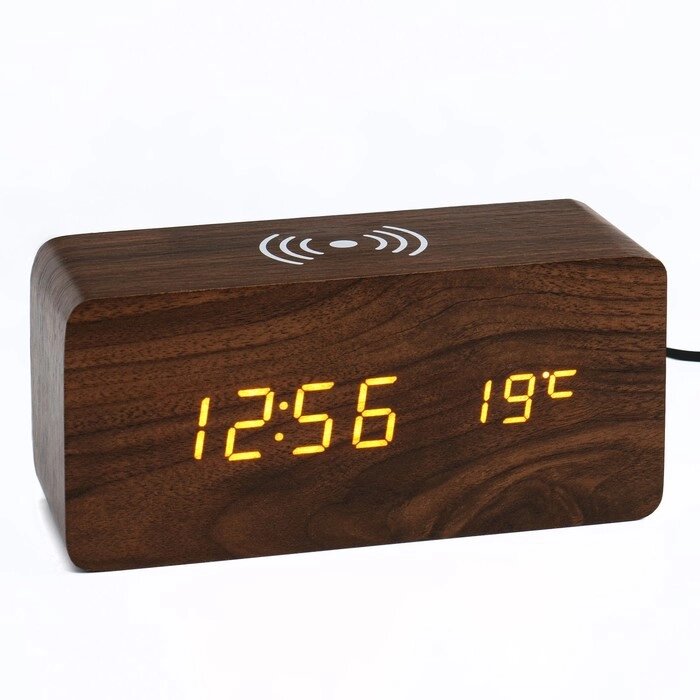 Часы электронные "Вайс" с будильником, термометром, зарядкой для телефона 15х7х7 см от компании Интернет-гипермаркет «MOLL» - фото 1