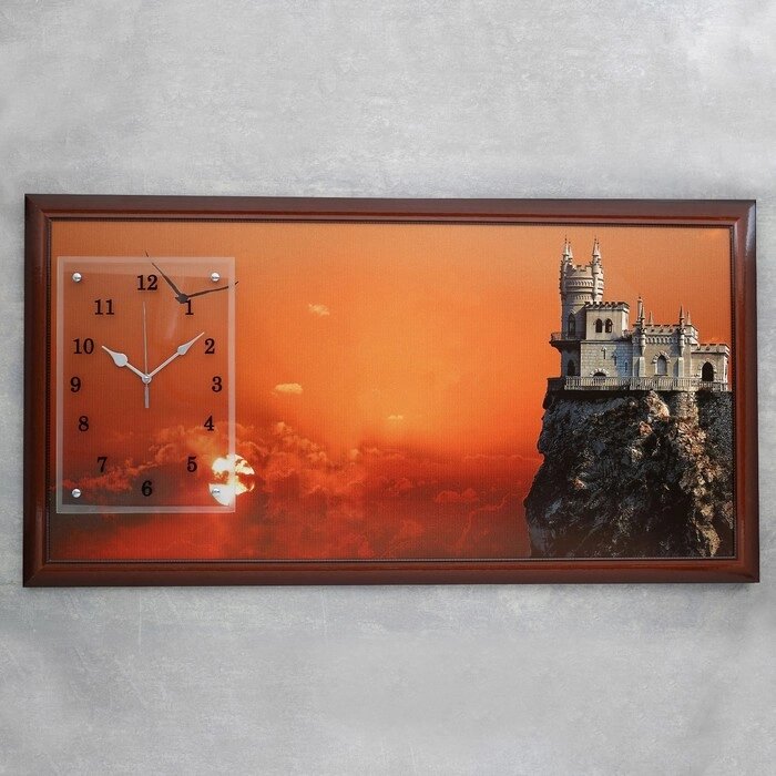 Часы-картина настенные, серия: Город, "Ласточкино гнездо, закат", 50х100  см, микс от компании Интернет-гипермаркет «MOLL» - фото 1