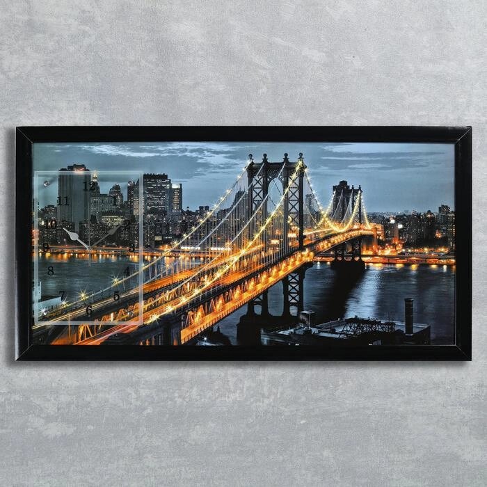 Часы-картина настенные, серия: Город, "Манхэттенский мост", 50х100  см, микс от компании Интернет-гипермаркет «MOLL» - фото 1