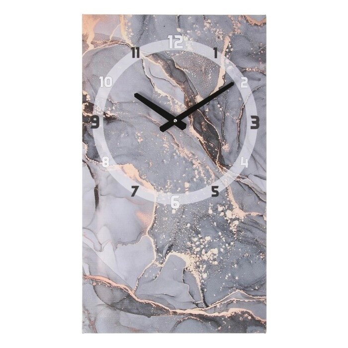 Часы-картина настенные, серия: Интерьер, "Серый мрамор", плавный ход, 35 х 60 см от компании Интернет-гипермаркет «MOLL» - фото 1