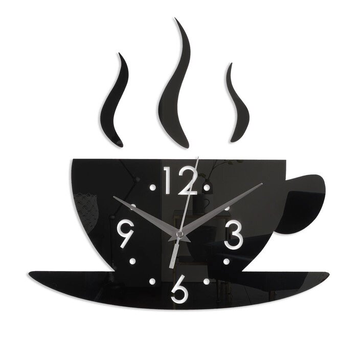 Часы - наклейка "Аромат кофе", 28 х 28 см, 1 ААА, черные от компании Интернет-гипермаркет «MOLL» - фото 1