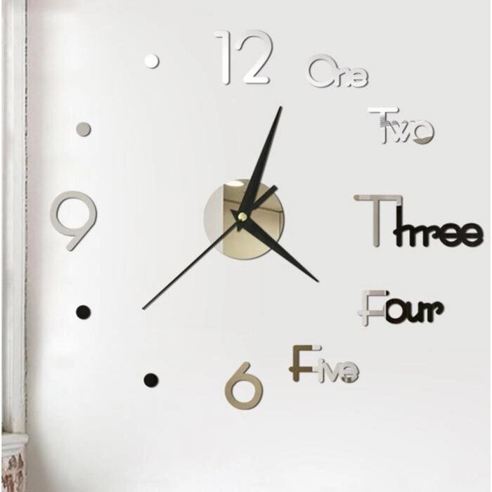 Часы-наклейка "Биенн", d=45 см,  сек. стрелка 12 см, серебро от компании Интернет-гипермаркет «MOLL» - фото 1