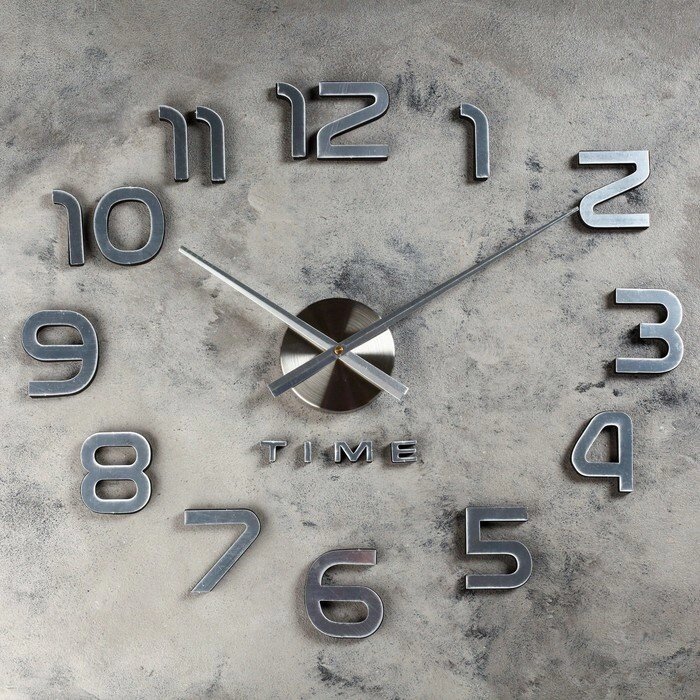 Часы-наклейка DIY "Акстелл", серебро, 70 см от компании Интернет-гипермаркет «MOLL» - фото 1