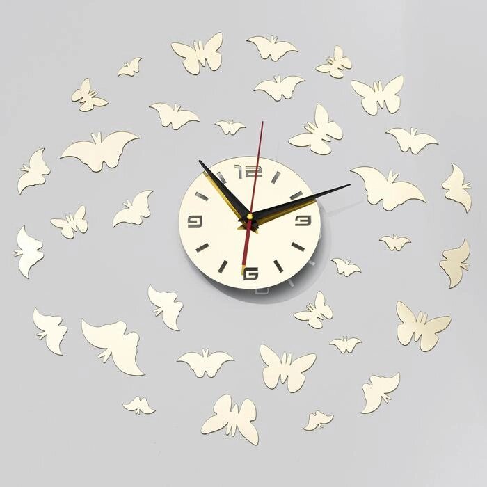 Часы-наклейка DIY "Бабочки" d=15 см, плавный ход, тип батарейки 1 АА (+механизм) от компании Интернет-гипермаркет «MOLL» - фото 1