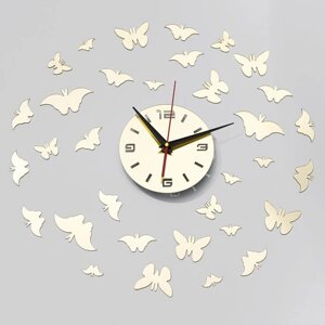 Часы-наклейка DIY "Бабочки" d=15 см, плавный ход, тип батарейки 1 АА (механизм)