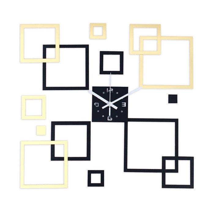 Часы-наклейка DIY "Квадратиш" d=15 см, плавный ход, тип батарейки 1 АА от компании Интернет-гипермаркет «MOLL» - фото 1