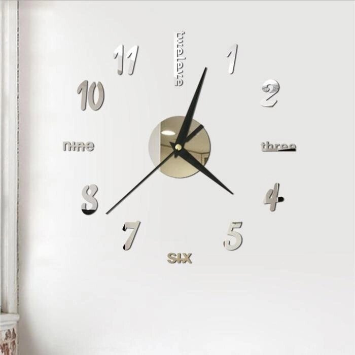 Часы-наклейка "Эмин", d= 50 см, цифра 7.5х5 см, сек. стрелка 12 см, серебро от компании Интернет-гипермаркет «MOLL» - фото 1