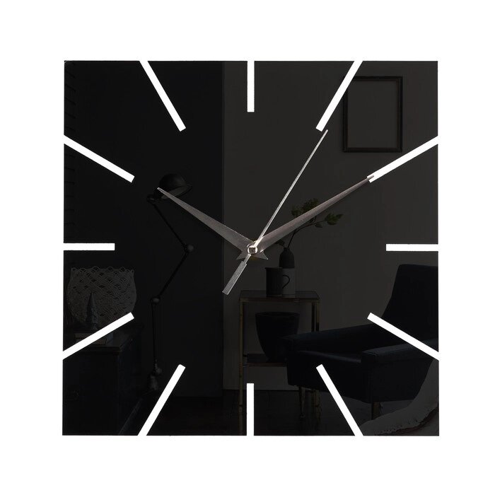 Часы - наклейка "Классика квадрат", 25 х 25 см, 1 ААА, черные от компании Интернет-гипермаркет «MOLL» - фото 1