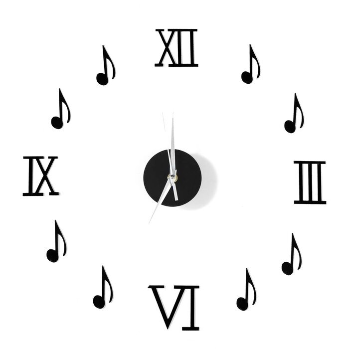 Часы-наклейка "Ноты", d=45 см,  сек. стрелка 12 см, чёрные от компании Интернет-гипермаркет «MOLL» - фото 1