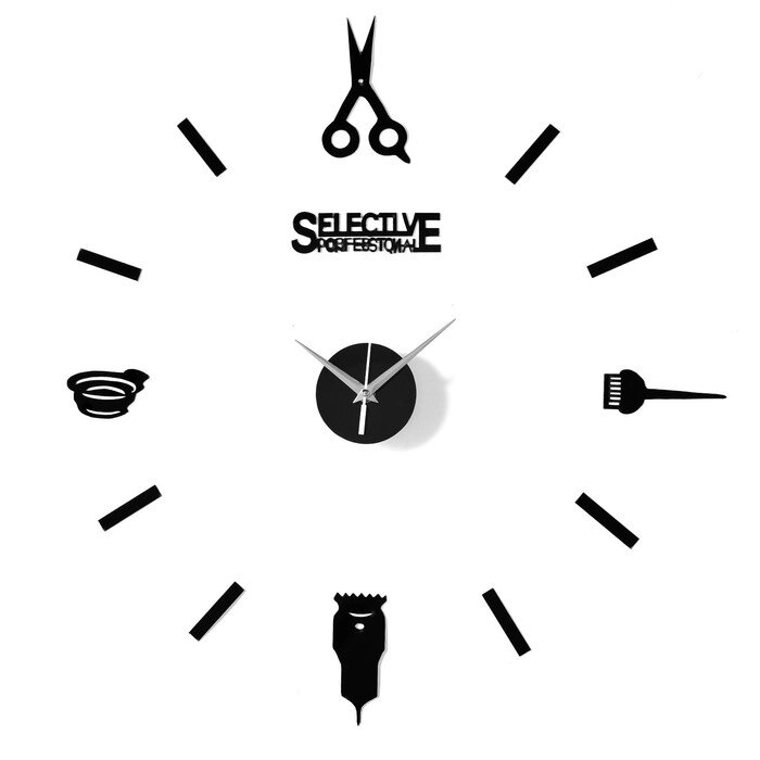 Часы-наклейка "Парикмахер", d=45 см,  сек. стрелка 12 см, чёрные от компании Интернет-гипермаркет «MOLL» - фото 1