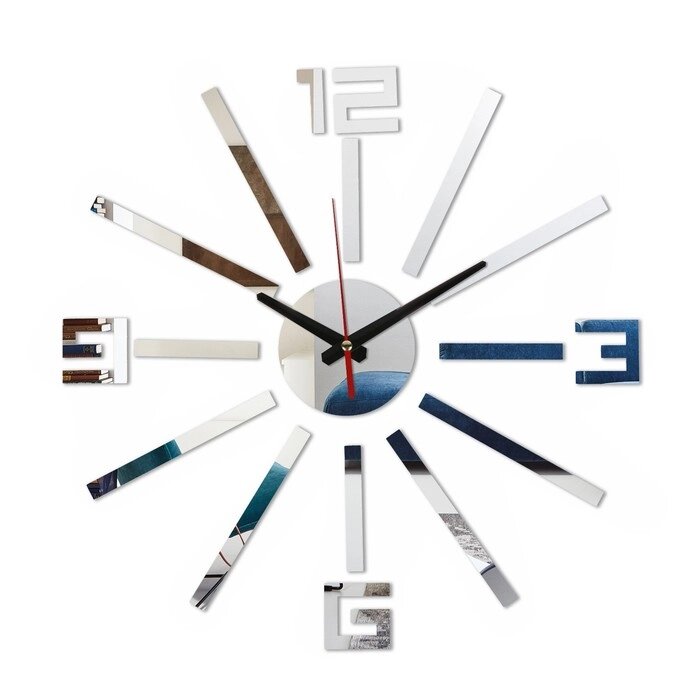 Часы-наклейка, серия: DIY, "Лучи", плавный ход, d-40 см, серебро от компании Интернет-гипермаркет «MOLL» - фото 1