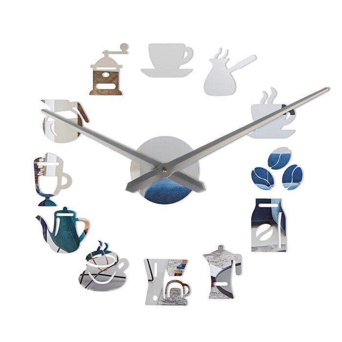Часы-наклейка, серия: DIY, "Время кофе", d-120 см, мин. стрелка 39 см, ч. стрелка 31.5 см от компании Интернет-гипермаркет «MOLL» - фото 1
