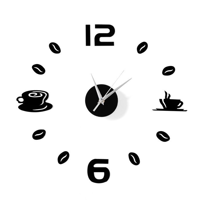 Часы-наклейка "Время кофе", d=50 см,  сек. стрелка 12 см, чёрные от компании Интернет-гипермаркет «MOLL» - фото 1
