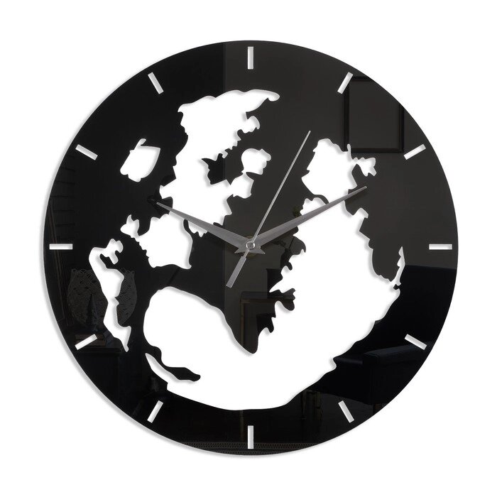 Часы - наклейка "Земля", 1 ААА, черные от компании Интернет-гипермаркет «MOLL» - фото 1