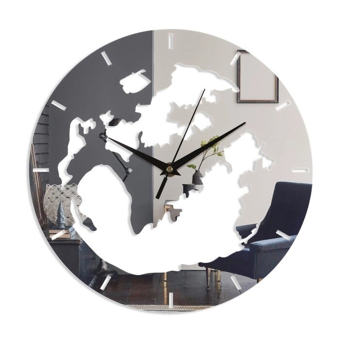 Часы - наклейка "Земля", 1 ААА, серебро от компании Интернет-гипермаркет «MOLL» - фото 1