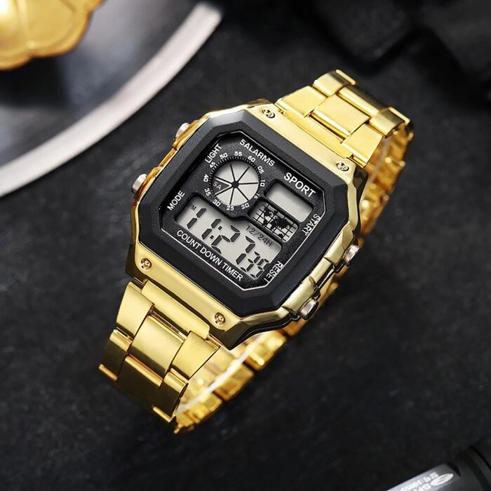 Часы наручные электронные, d-4.1 см, золото от компании Интернет-гипермаркет «MOLL» - фото 1