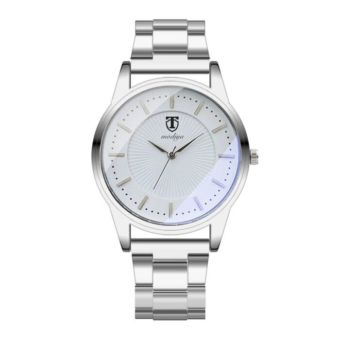 Часы наручные мужские, d-4.2 см, ремешок металл, белый циферблат от компании Интернет-гипермаркет «MOLL» - фото 1