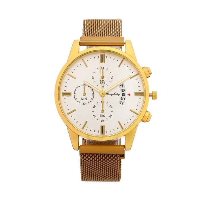 Часы наручные мужские "Эдди", d=4 см, длина ремешка 28 см, золото от компании Интернет-гипермаркет «MOLL» - фото 1