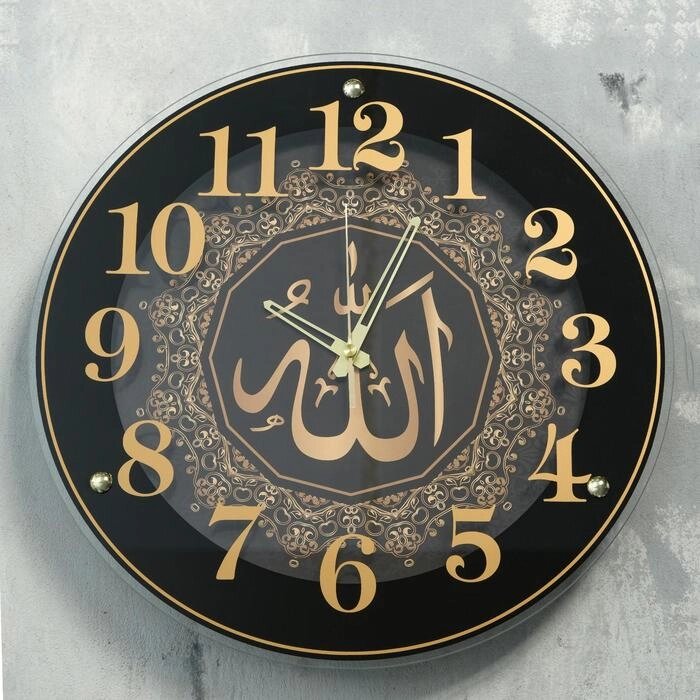 Часы настенные "Аллах" d=39 см, корпус чёрный, плавный ход от компании Интернет-гипермаркет «MOLL» - фото 1