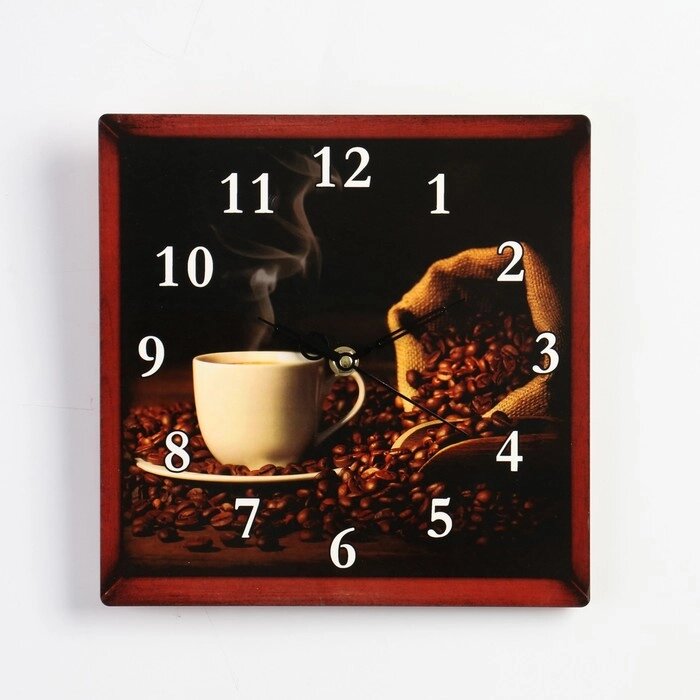 Часы настенные "Ароматный кофе", квадратные, плавный ход от компании Интернет-гипермаркет «MOLL» - фото 1