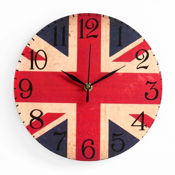 Часы настенные "Британский флаг", d=23.5, плавный ход от компании Интернет-гипермаркет «MOLL» - фото 1