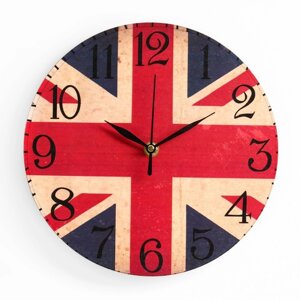 Часы настенные "Британский флаг", d=23.5, плавный ход