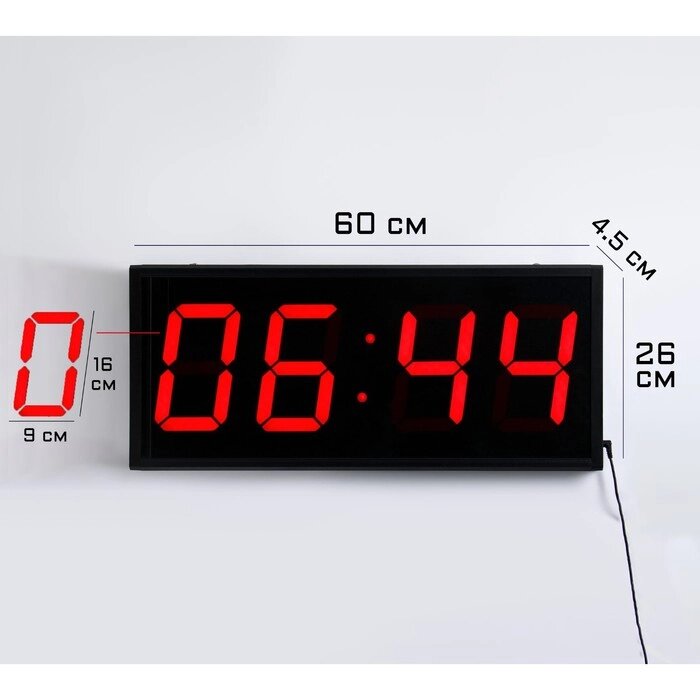 Часы настенные электронные, цифры красные, 26х60 см от компании Интернет-гипермаркет «MOLL» - фото 1