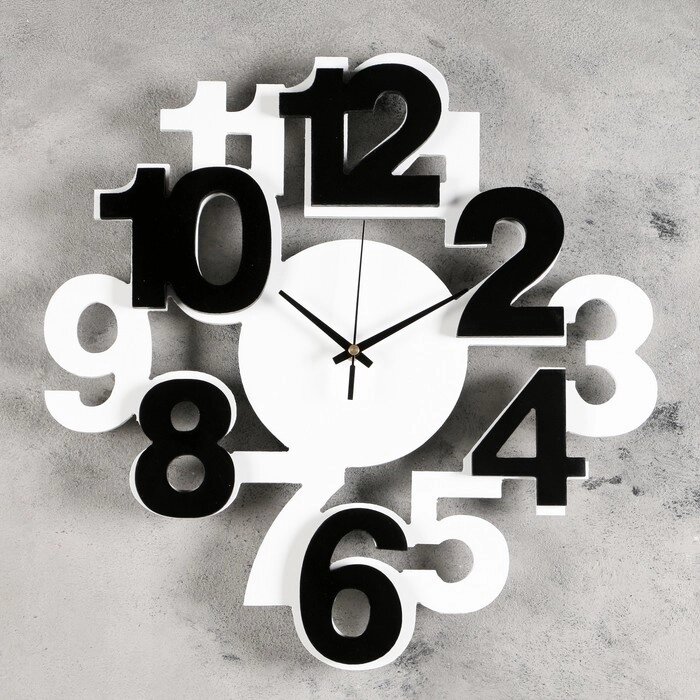 Часы настенные интерьерные "Цифры", бело-чёрные от компании Интернет-гипермаркет «MOLL» - фото 1