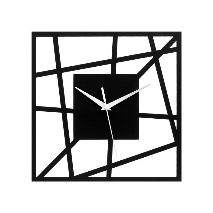 Часы настенные из металла "Линии", плавный ход, 30 х 30 см , черные от компании Интернет-гипермаркет «MOLL» - фото 1