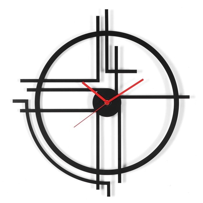 Часы настенные из металла "Прямые линии", плавный ход, 40 х 40 см от компании Интернет-гипермаркет «MOLL» - фото 1