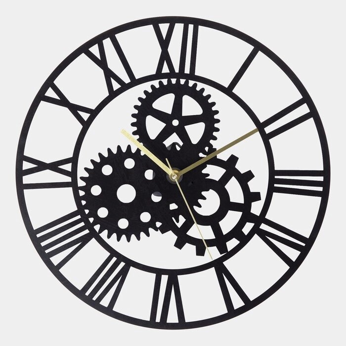 Часы настенные из металла "Шестеренки", плавный ход, d-40 см от компании Интернет-гипермаркет «MOLL» - фото 1