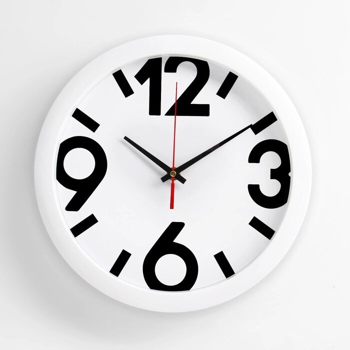 Часы настенные "Классика", 4 большие цифры, белый обод, 28х28 см от компании Интернет-гипермаркет «MOLL» - фото 1