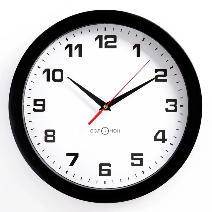 Часы настенные "Классика", арабские цифры, черный обод, 28х28 см от компании Интернет-гипермаркет «MOLL» - фото 1
