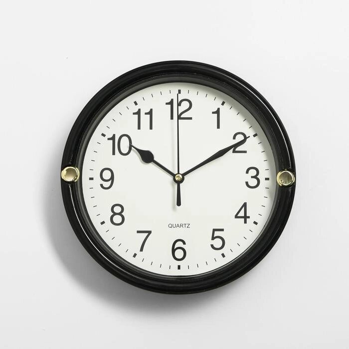 Часы настенные "Классика", плавный ход, 1 АА, 20 см,  d циферблата=18 см, чёрные от компании Интернет-гипермаркет «MOLL» - фото 1
