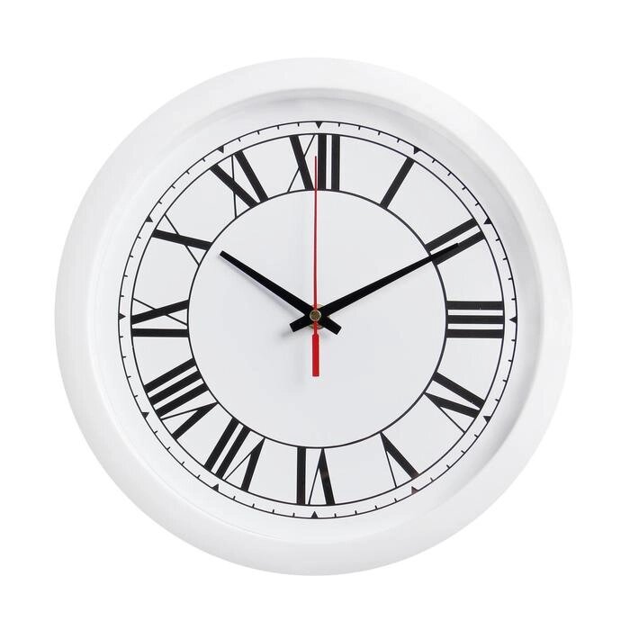 Часы настенные "Классика", римские цифры, белый обод, 28х28 см от компании Интернет-гипермаркет «MOLL» - фото 1