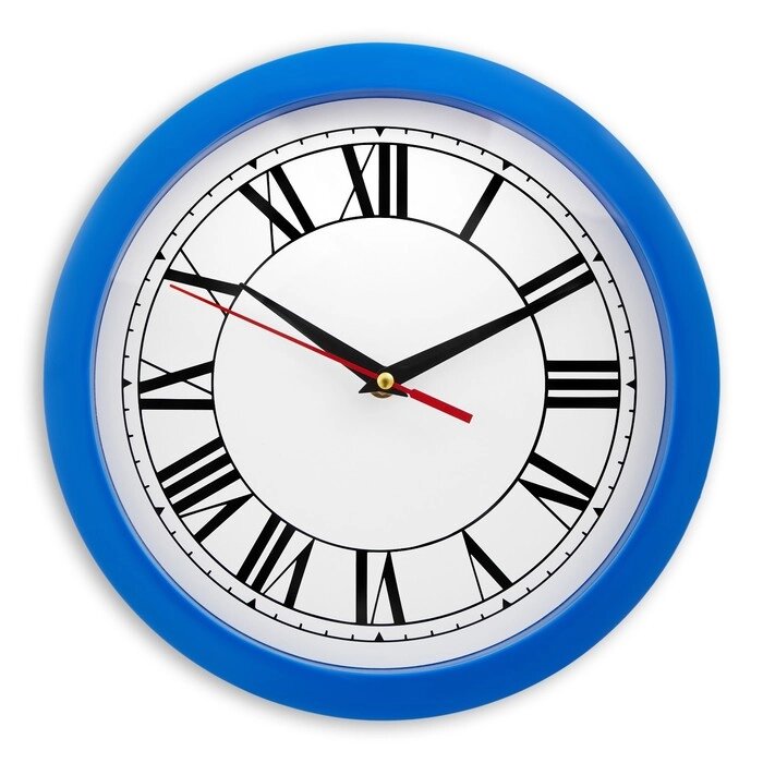 Часы настенные "Классика", римские цифры, синий обод, 28х28 см от компании Интернет-гипермаркет «MOLL» - фото 1