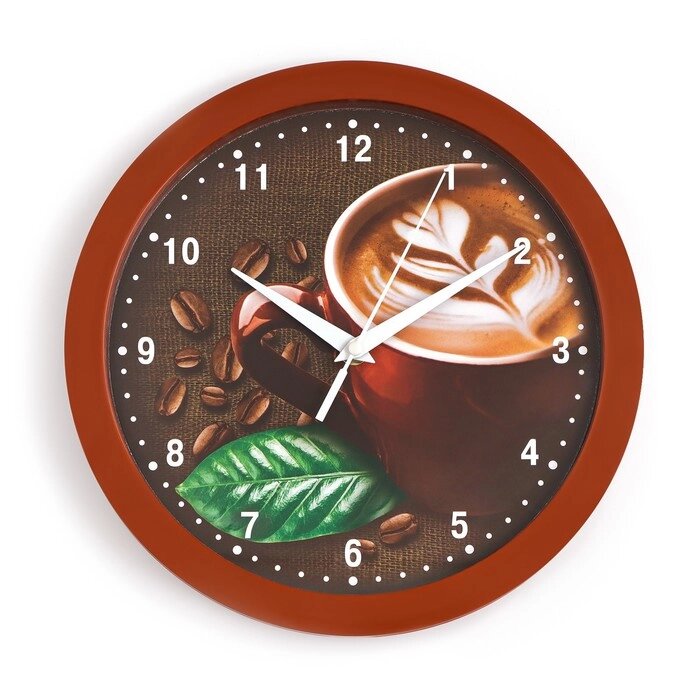 Часы настенные "Кофе", коричневый обод, 28х28 см от компании Интернет-гипермаркет «MOLL» - фото 1