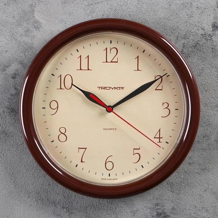 Часы настенные круглые Every Day, d=24,5 см, кремовый циферблат, рама коричневая от компании Интернет-гипермаркет «MOLL» - фото 1
