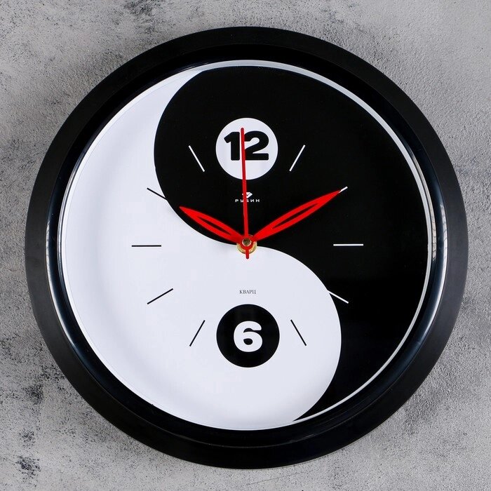 Часы настенные круглые "Инь-Янь", обод чёрный, 30х30 см  микс от компании Интернет-гипермаркет «MOLL» - фото 1