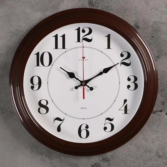 Часы настенные круглые "Классика", 35 см  коричневые Рубин от компании Интернет-гипермаркет «MOLL» - фото 1