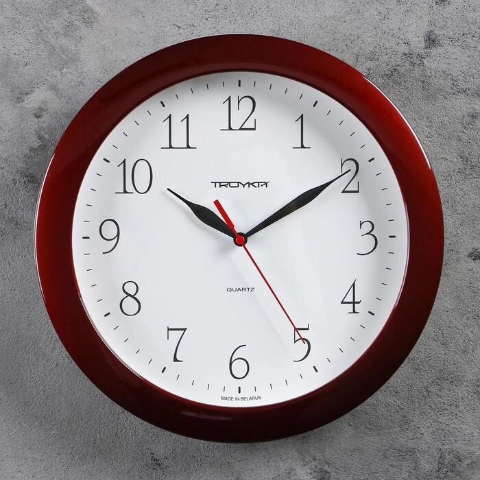 Часы настенные круглые "Классика", коричневый обод, 29х29 см от компании Интернет-гипермаркет «MOLL» - фото 1