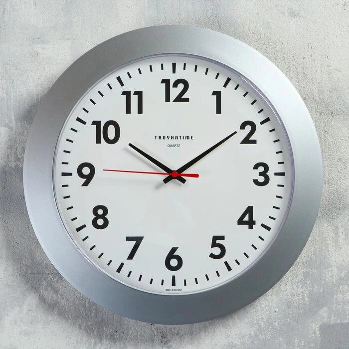 Часы настенные круглые "Классика в белом", d=30,5 см, выпуклое стекло, белые от компании Интернет-гипермаркет «MOLL» - фото 1
