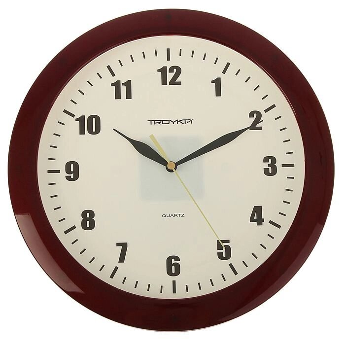 Часы настенные круглые "Необходимость", рама тёмно-бордовая от компании Интернет-гипермаркет «MOLL» - фото 1